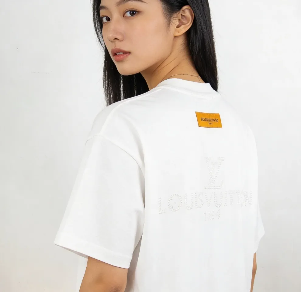 Louis Vuitton/Louis Vuitton 26ss pearl letter print short sleeves